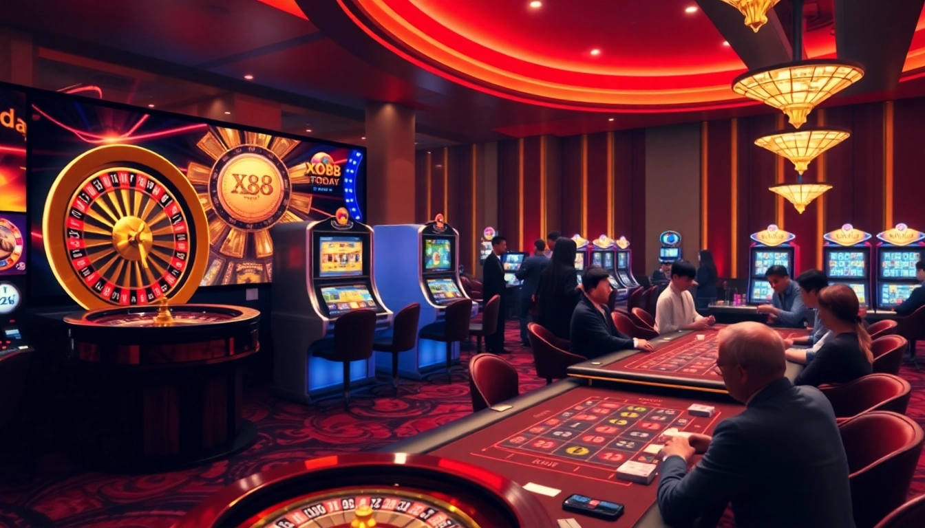 Engage in thrilling games at XX88 TODAY with an immersive casino experience featuring vibrant slots and roulette.
