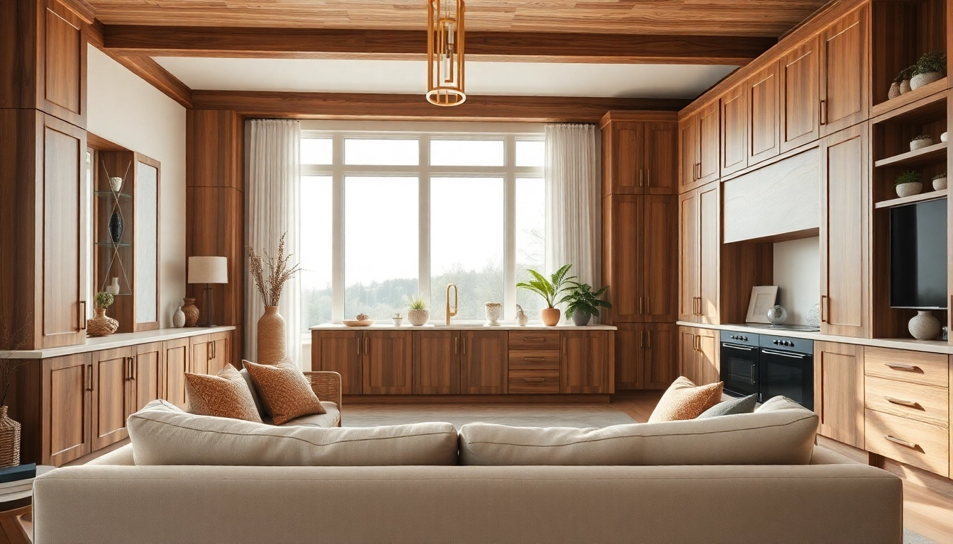 Explore elegant custom cabinets enhancing a stylish living room with natural light.