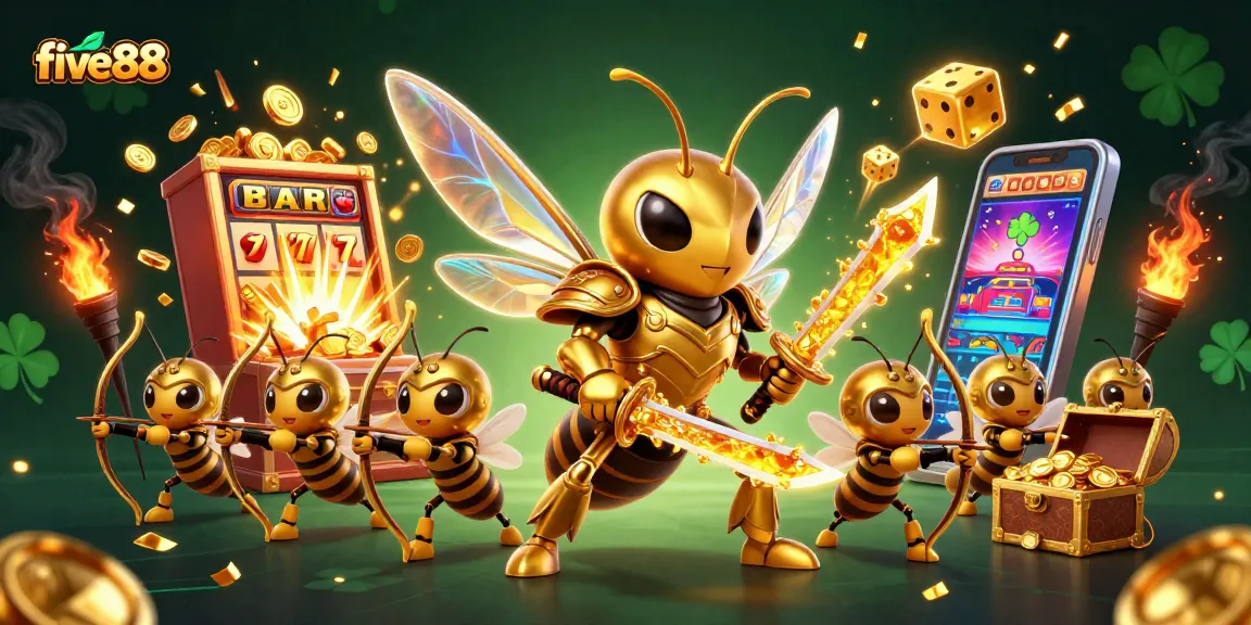 Engage with five88's vibrant online slot experience featuring golden hornet and jackpot action.
