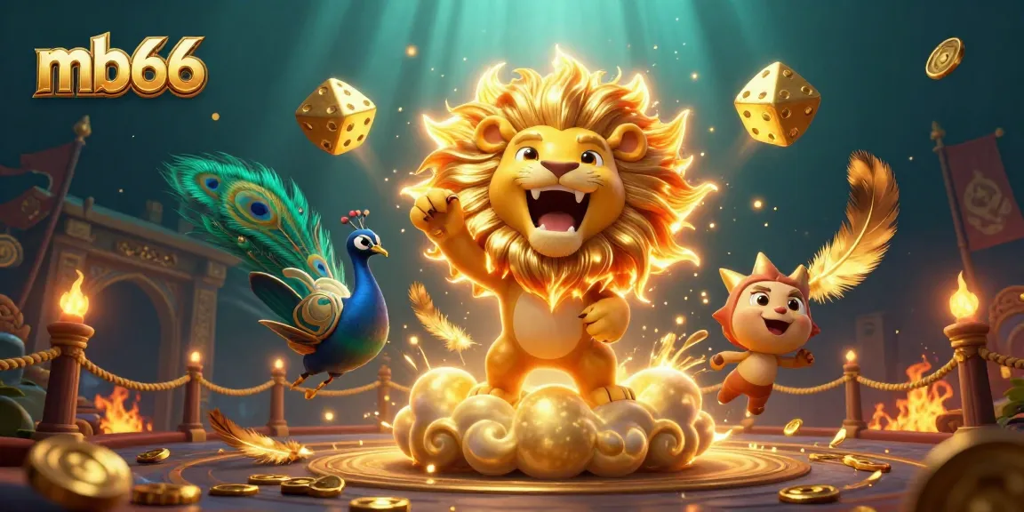 Experience thrilling casino action at mb66 with a dynamic 3D illustration of vibrant elements.
