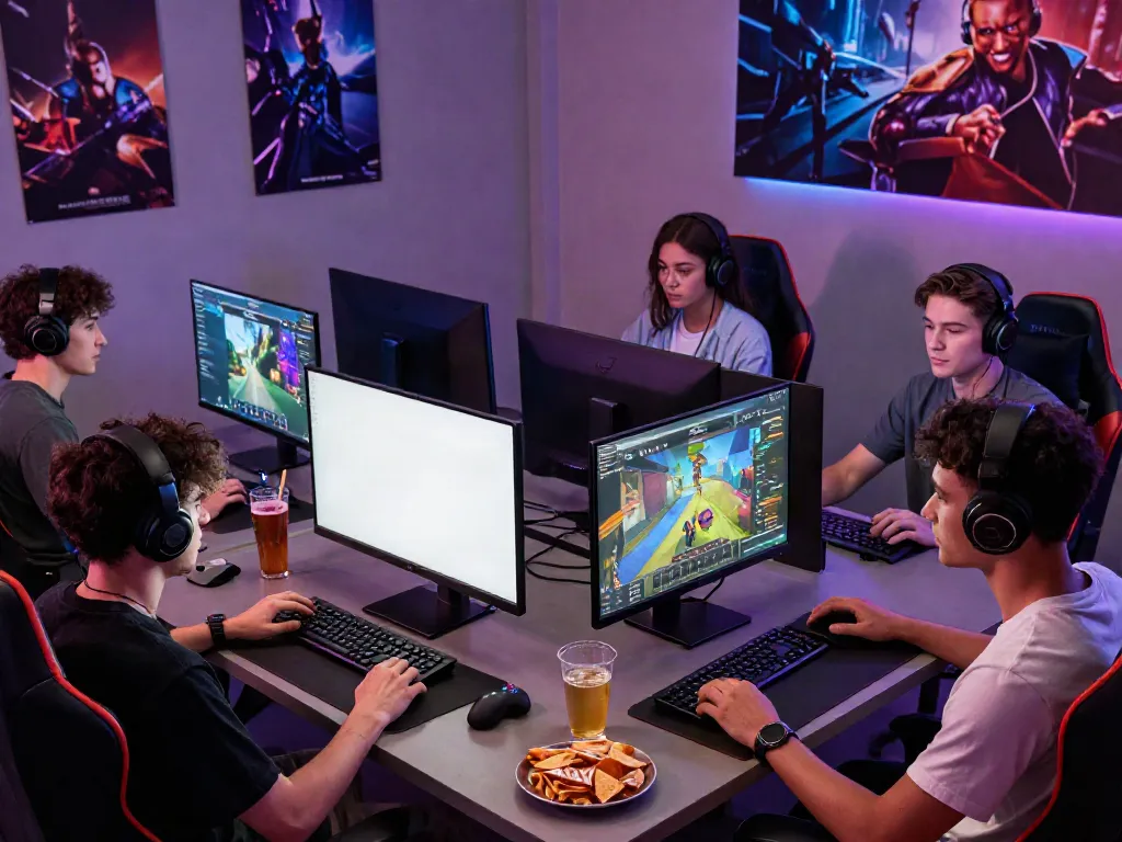 Exciting gaming atmosphere showcasing friends enjoying nbet online games with vibrant setups and interactions.