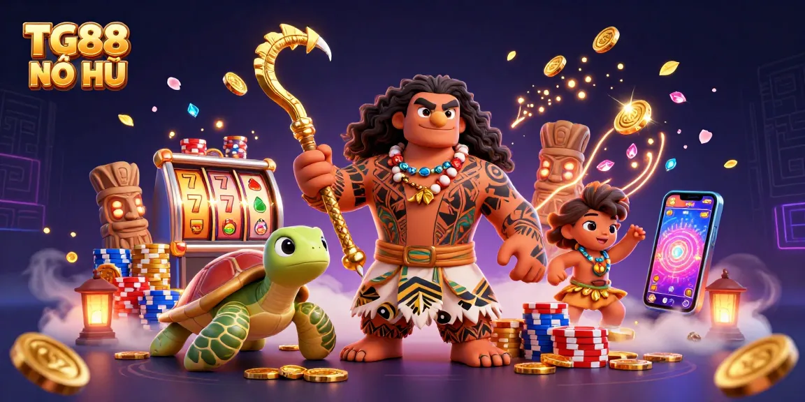 Play to win with TG88 NỔ HŨ in a vibrant casino scene featuring animated characters, rich game elements, and glowing treasures.