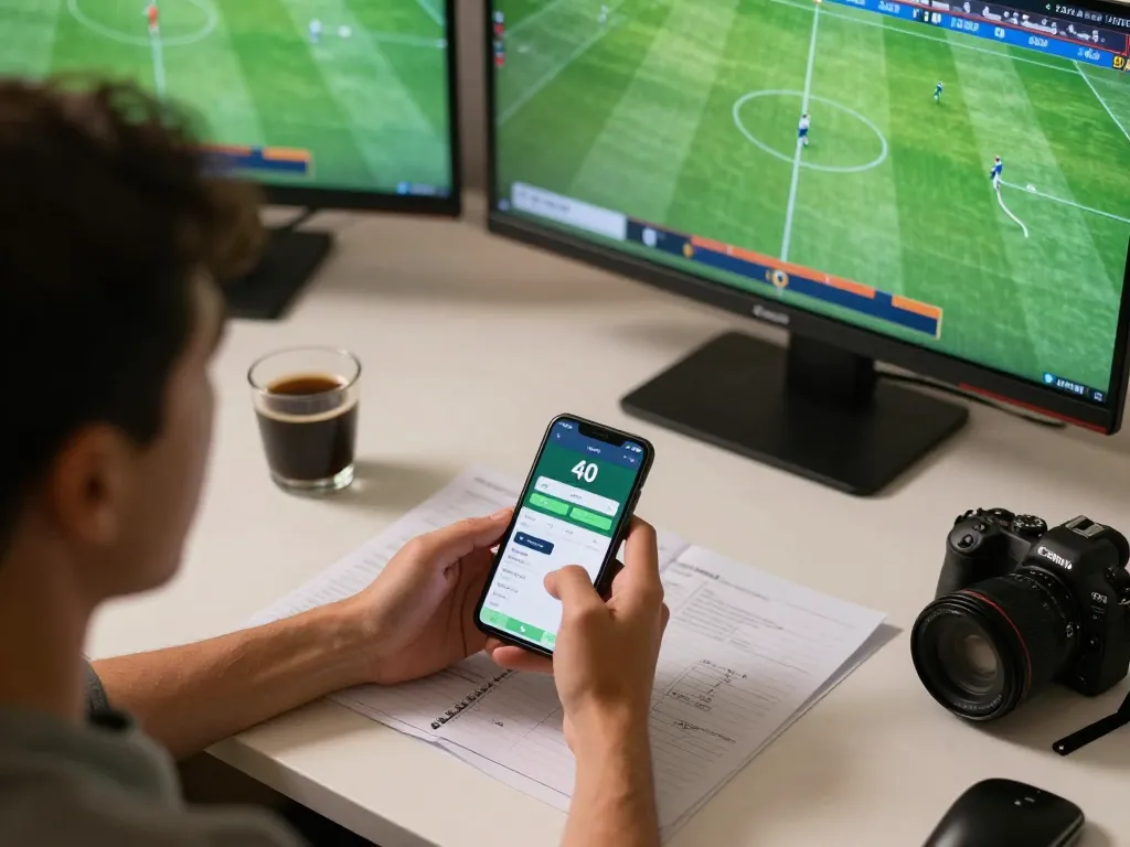 Betting on live sports through 40WIN app with engaging atmosphere and strategic setup
