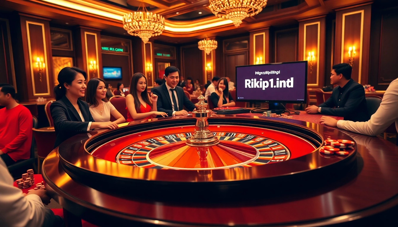 Experience the excitement of gambling at https://rikvip11.info/ with a captivating roulette table scene.