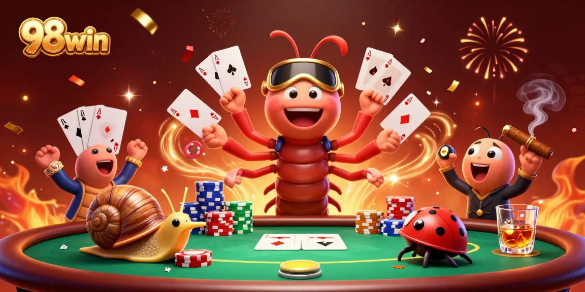 Experience the excitement of 98win with a dynamic poker scene featuring vibrant characters and engaging gameplay.