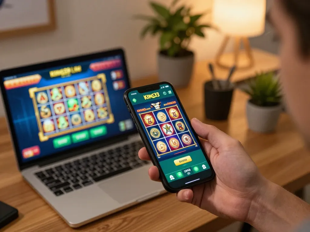 Engaging gameplay on king33 app showcasing vibrant slot games on smartphone.