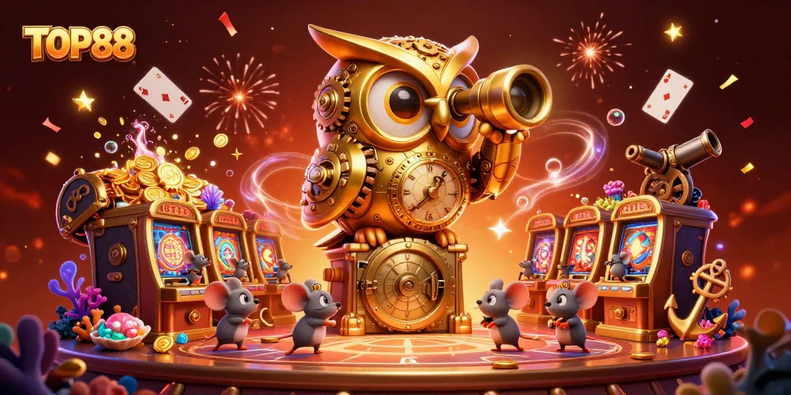 Experience thrilling gameplay at TOP88 with this vibrant 3D casino illustration featuring lively characters and action.