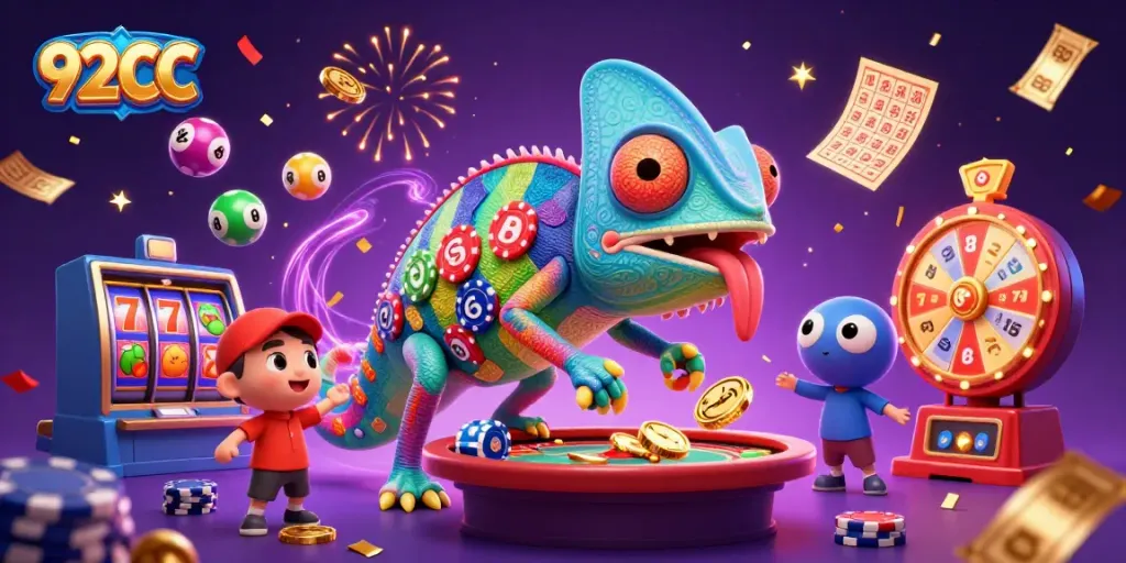 Engage with 92CC for thrilling casino games highlighted in a vibrant scene.