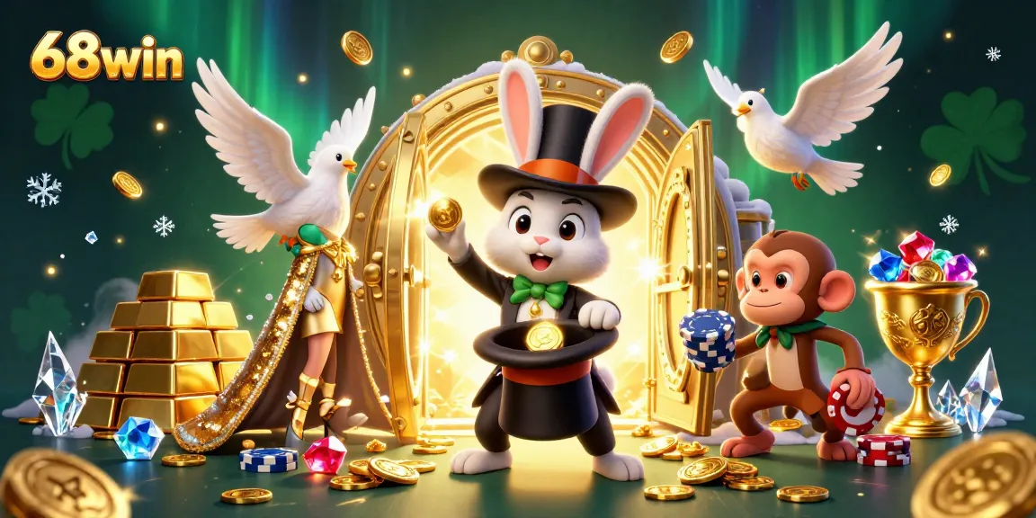 Experience the thrill of 68win’s magical casino world with sparkling treasures and lively characters.