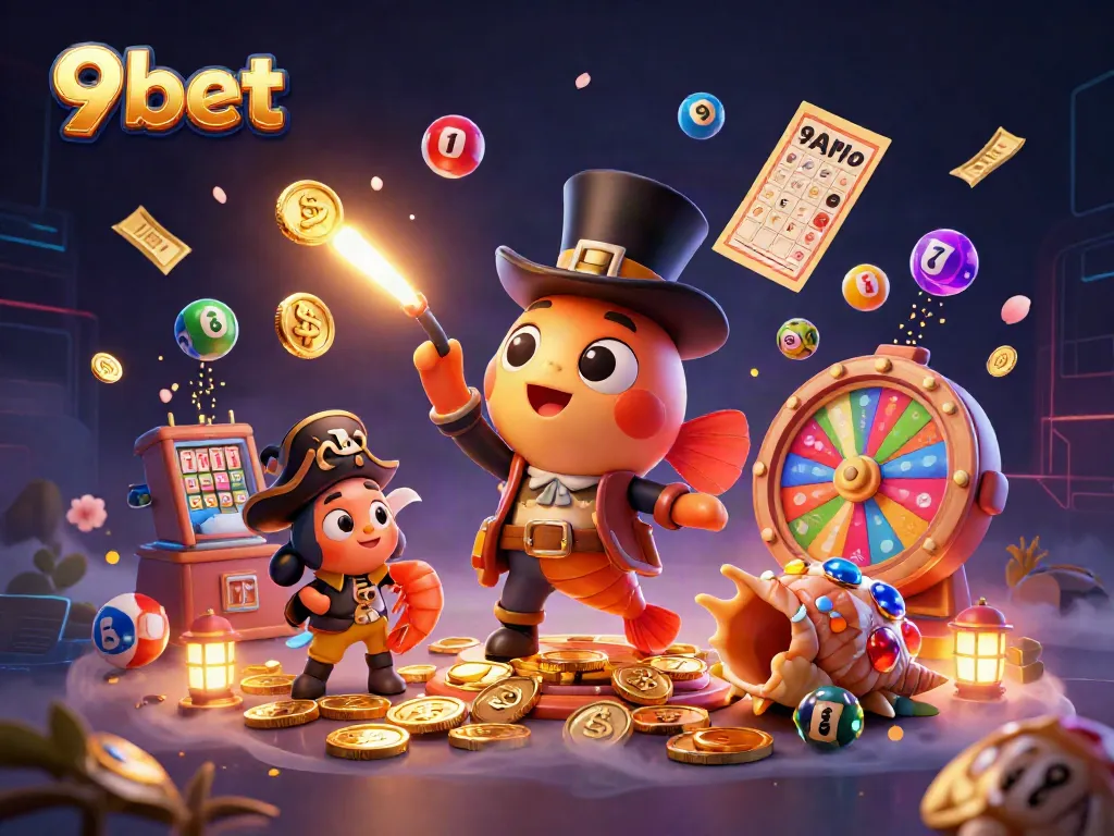 Join the excitement of 9bet with this vibrant scene featuring an anglerfish and pirate shrimp.