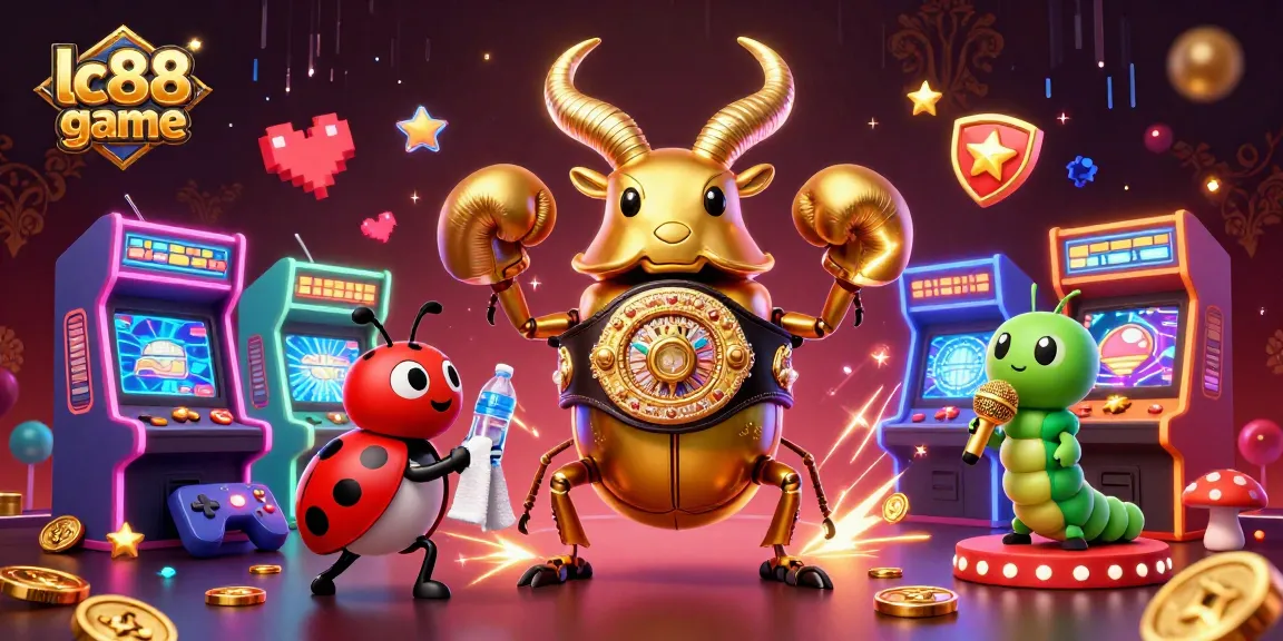 Experience the thrill of lc88 game with a dynamic 3D scene filled with colorful arcade machines and vibrant characters.