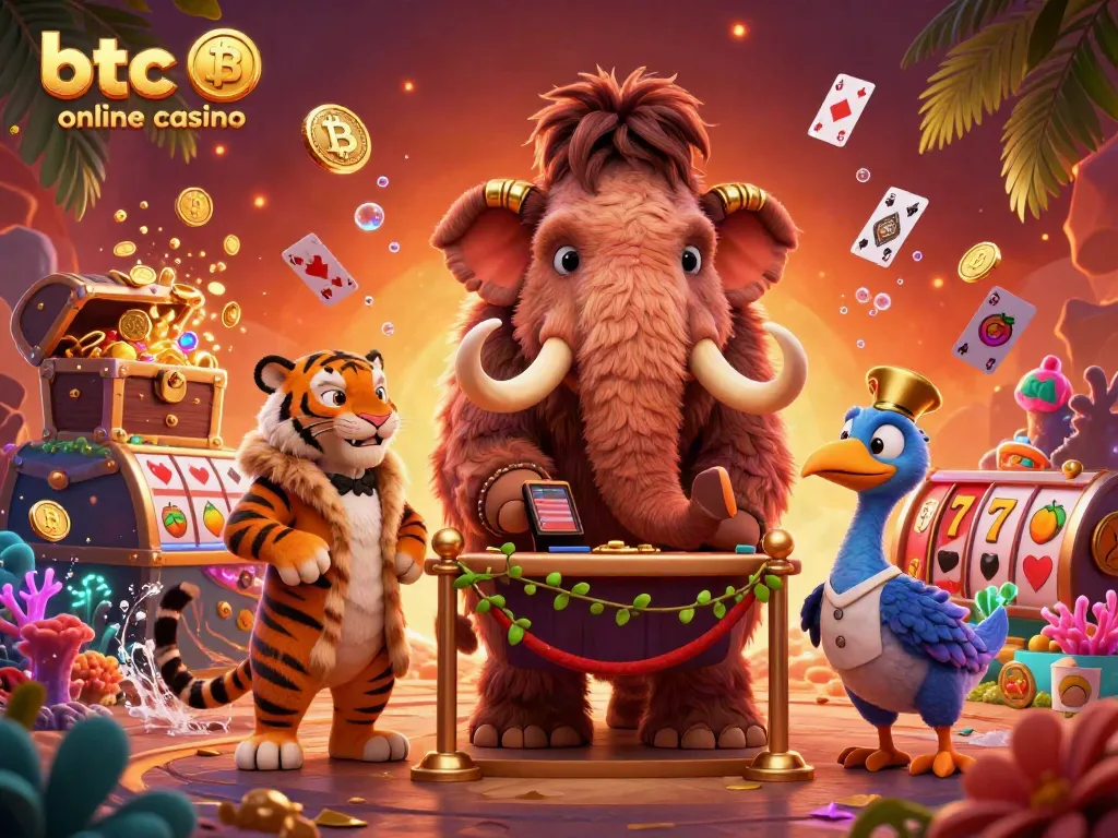 Experience the thrilling btc online casino atmosphere with vibrant characters and crypto elements.