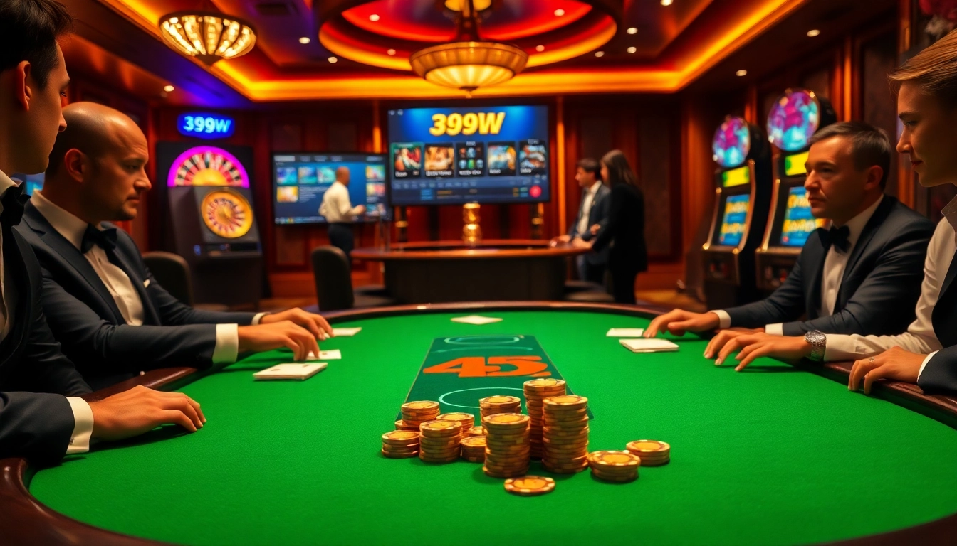Experience thrilling gameplay at 399w casino with immersive poker tables and vibrant colors.