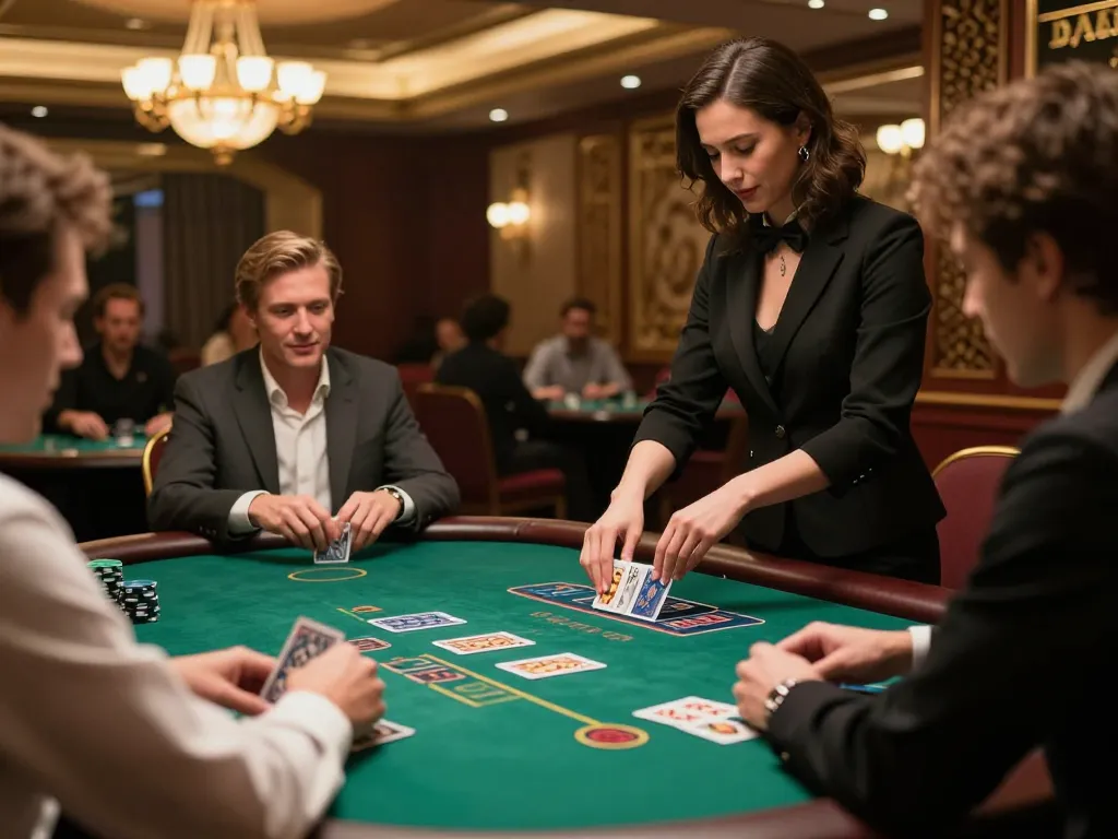 DA88 players enjoying an exciting blackjack game at an upscale casino table.