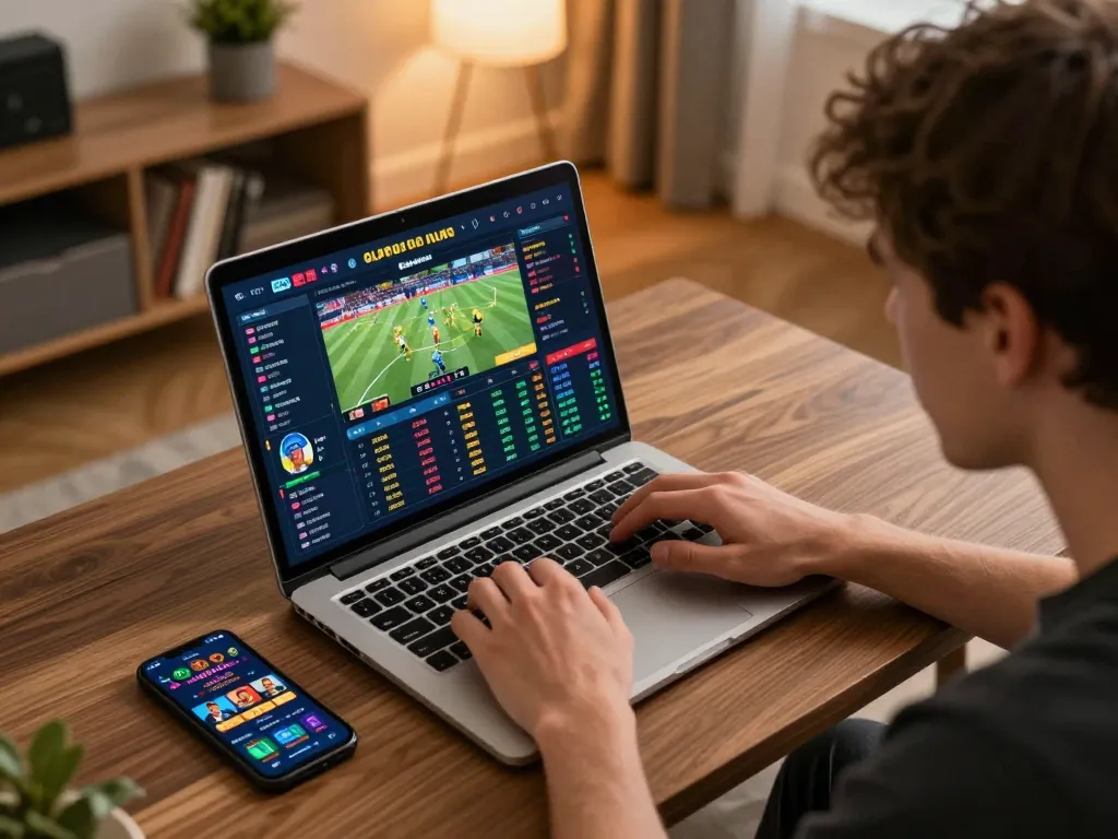 uu88 players engaged in intense online sports betting activity, showcasing digital interface and strategic gameplay.