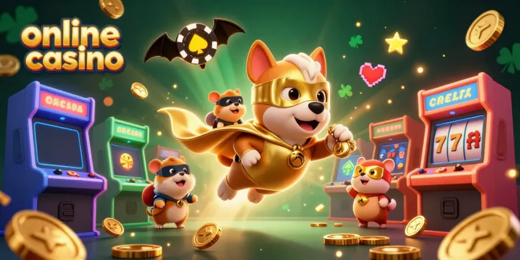 Experience thrilling online casino action with cartoon characters flying amidst vibrant game elements.