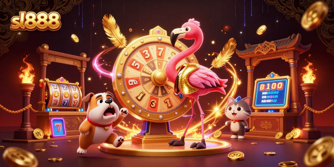 Experience excitement with sl888 in a vibrant 3D casino scene featuring thrilling slot games.