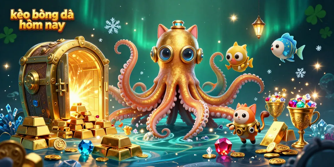 Bet on kèo bóng đá hôm nay with the thrilling kraken and diving cat in a treasure-filled ocean.