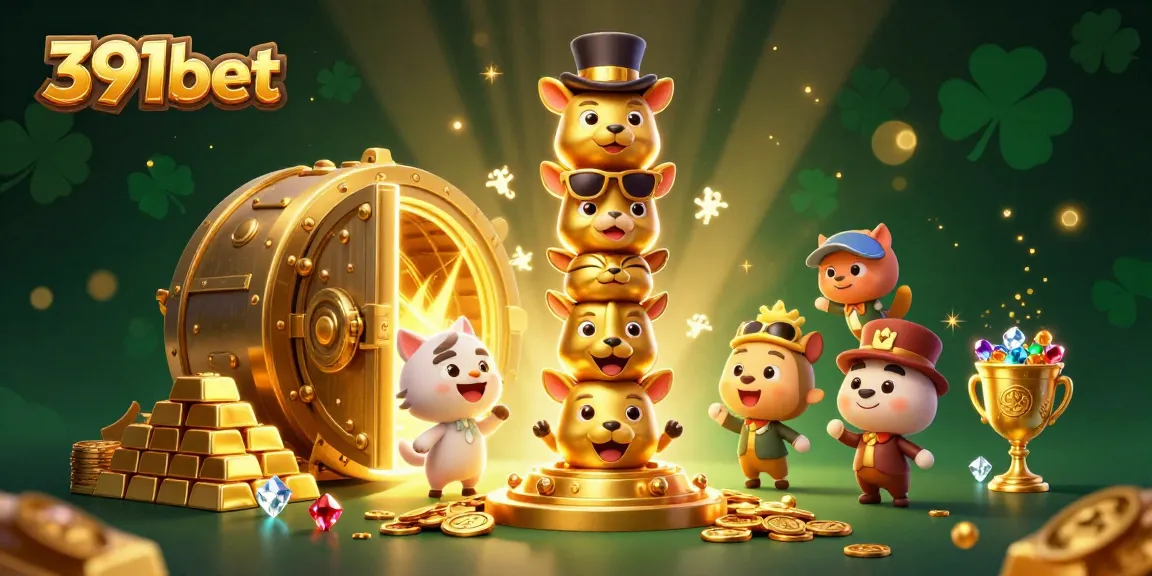 Experience thrilling games at 391bet, featuring a dazzling totem pole and golden treasure elements.