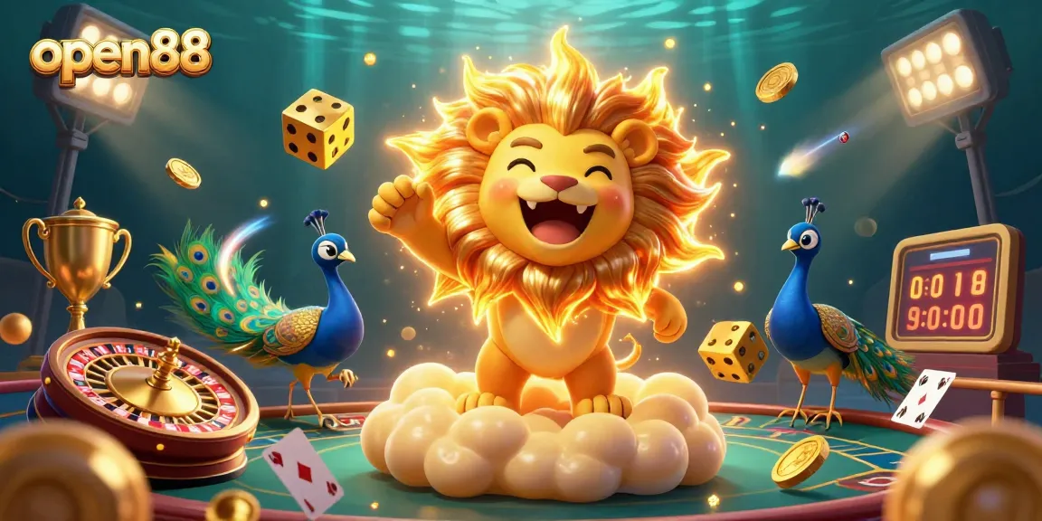 Engage with open88's thrilling live casino experience featuring vibrant 3D characters and elements.