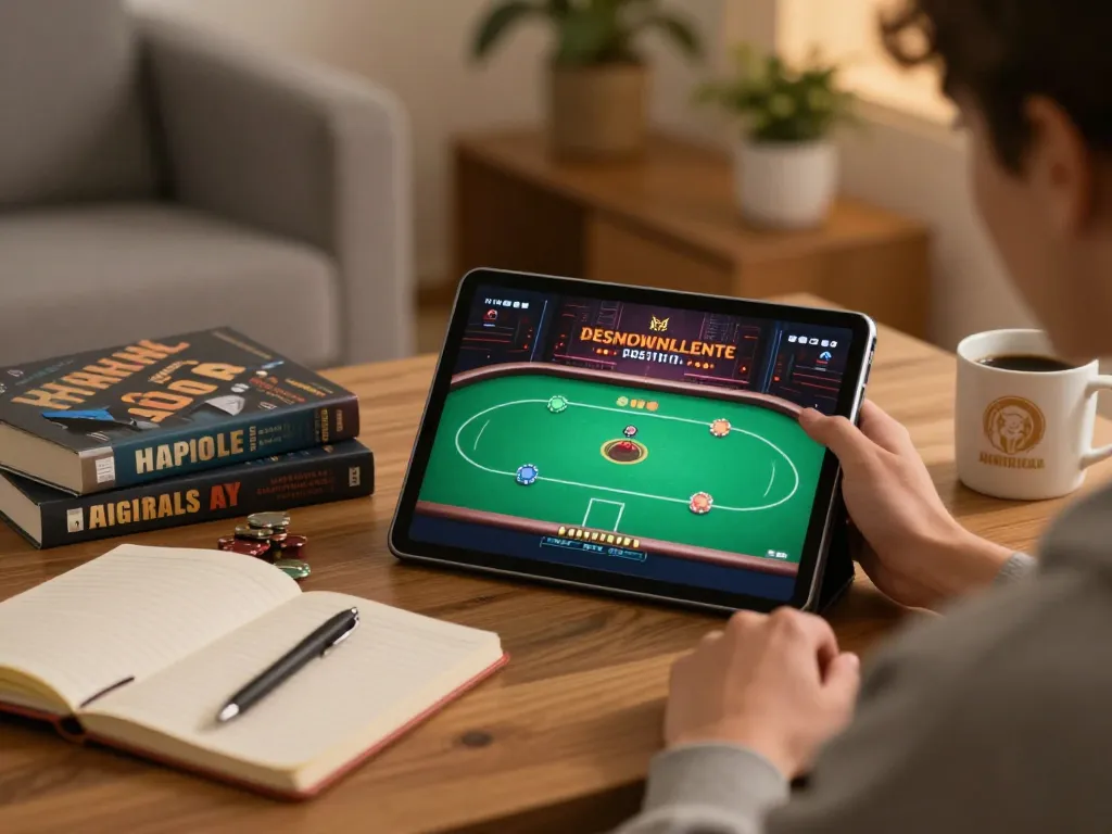Engaging in GG88 SLOT gaming strategy at home with tablet, showing gameplay interface.