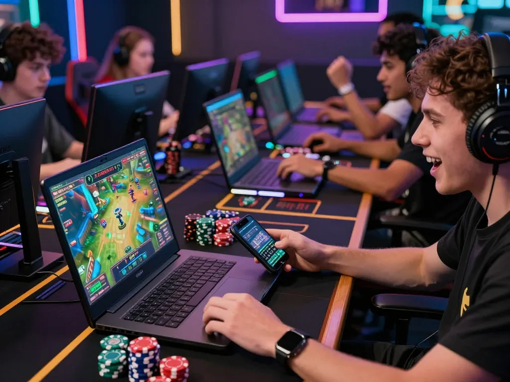 887bet online gaming excitement with diverse players enjoying thrilling bets and games in a modern setting