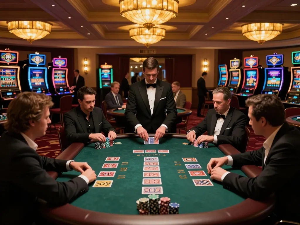 Players engaging in a thrilling blackjack game at the casino, with gk888 chips stacked in front