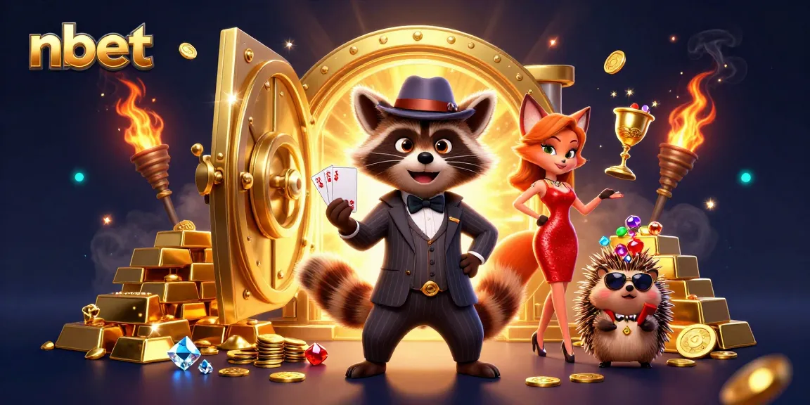 Experience the excitement of nbet with a 3D cartoon casino scene featuring rich treasures and vibrant characters.