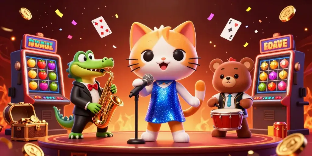 Engage with keonhacai as you enjoy the vibrant 3D casino illustration featuring animated characters in a dynamic gambling scene.