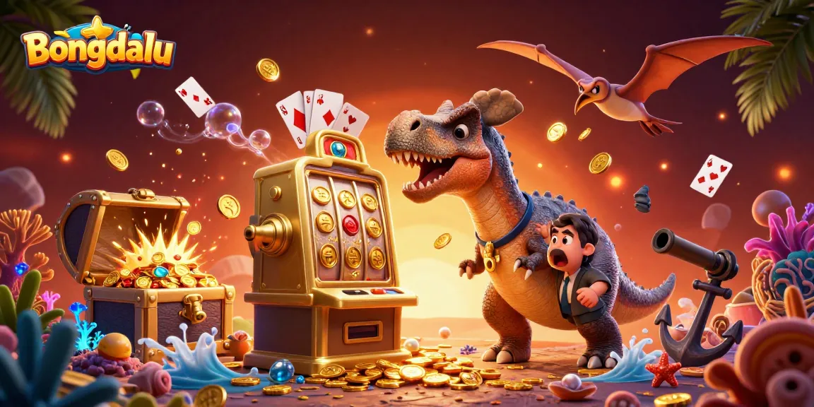 Bongdalu slots thrive as a pachycephalosaurus headbutts a machine for jackpot coins.