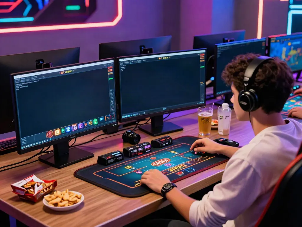 User enjoying live casino gaming experience at GEM88 with vibrant graphics and modern tech setup.