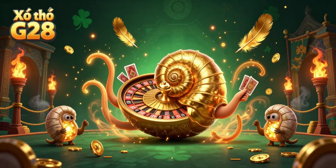Engage with Xổ số G28 in an ultra-detailed 3D scene featuring a golden nautilus roulette wheel.