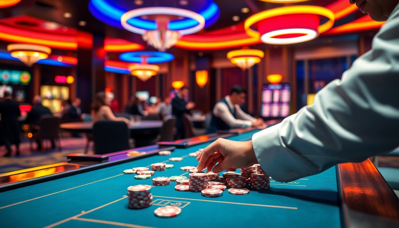 Casino en ligne france légal avec des joueurs engagés dans une ambiance excitante et colorée.