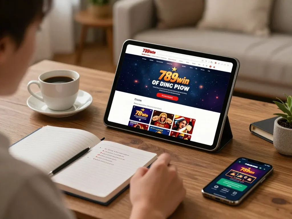 Engaging in online gaming at home using the 789win link for casino access, showcasing strategic betting.