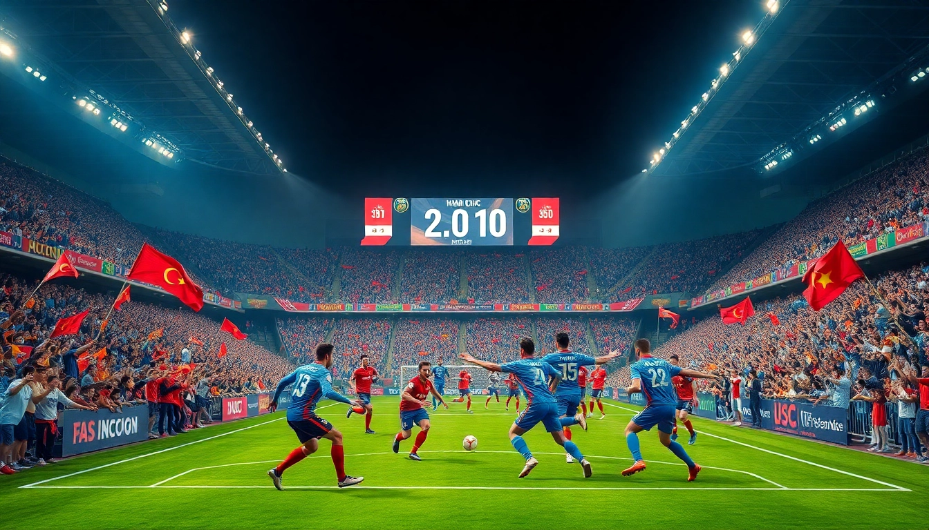 Exciting action from the Giải Vô Địch Quốc Gia Hàn Quốc with teams competing fiercely under stadium lights.