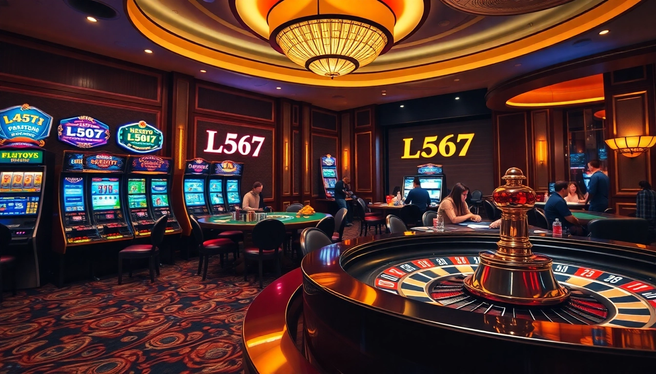Experience thrilling gameplay at l567's luxurious casino, featuring vibrant slots and engaging poker tables.