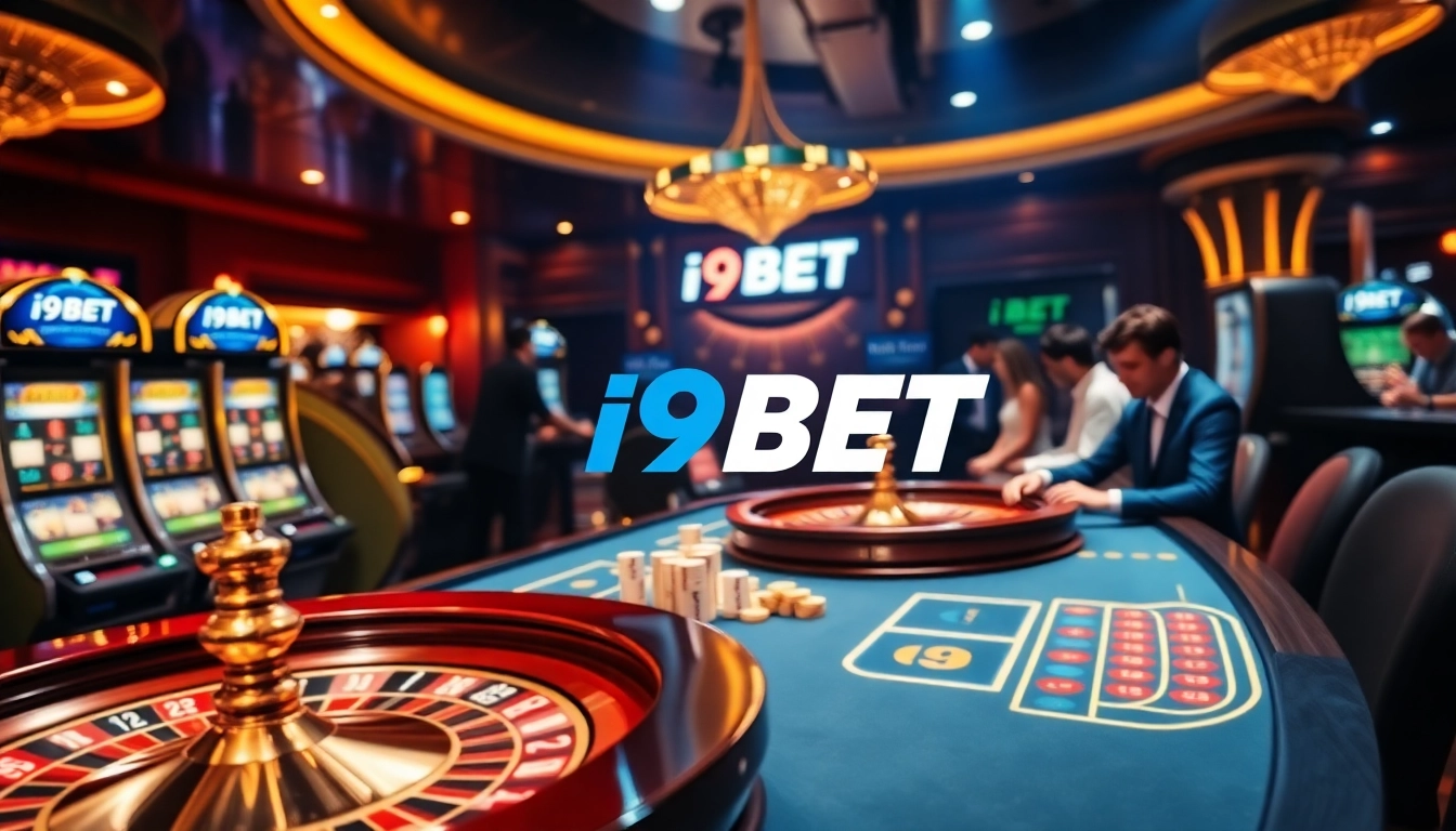 I9BET players enjoying a thrilling online gambling experience at a luxurious casino table.