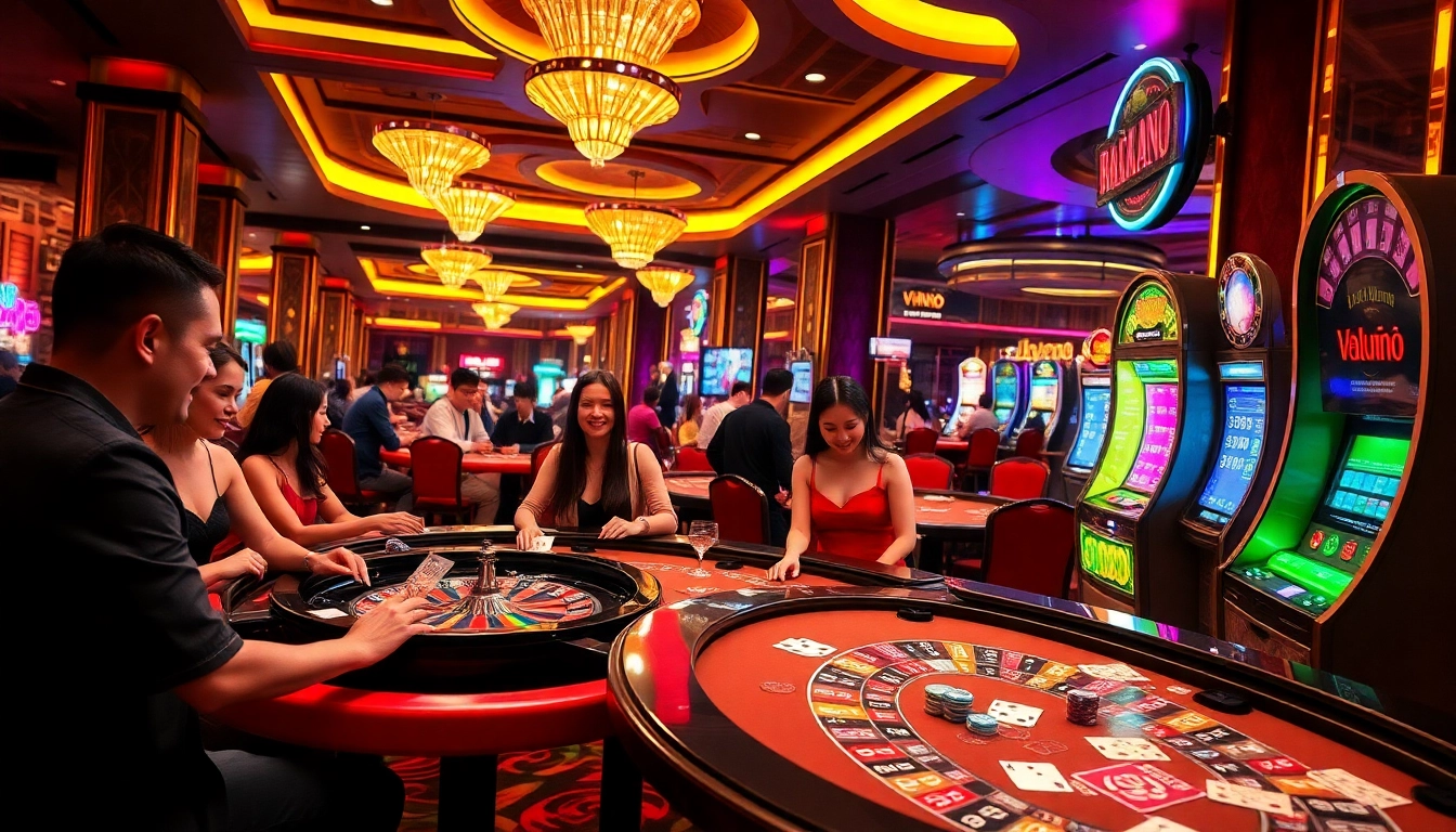 Experience the luxury and excitement of vn888 with vibrant casino scenes showcasing thrilling gameplay.