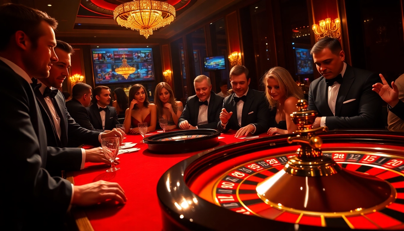 Exciting casino scene with players engaging in poker at a glamorous table, embodying sunwin's thrill.
