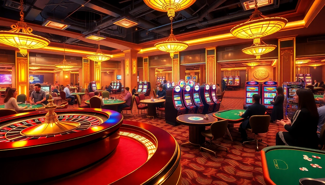 Excited players at an Hb888 casino table engaging in games under vibrant lights